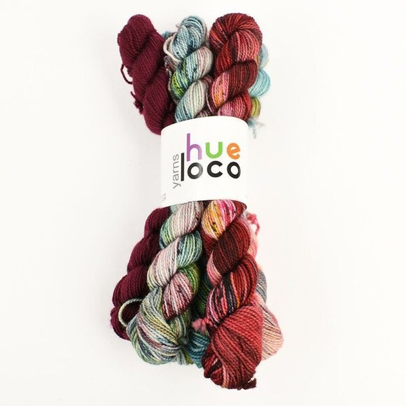 Hue Loco Merino Sock Mini Bundle Fingering Weight 80/20 SW Merino Nylon Sangria - Picture 1 of 3